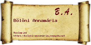 Bölöni Annamária névjegykártya